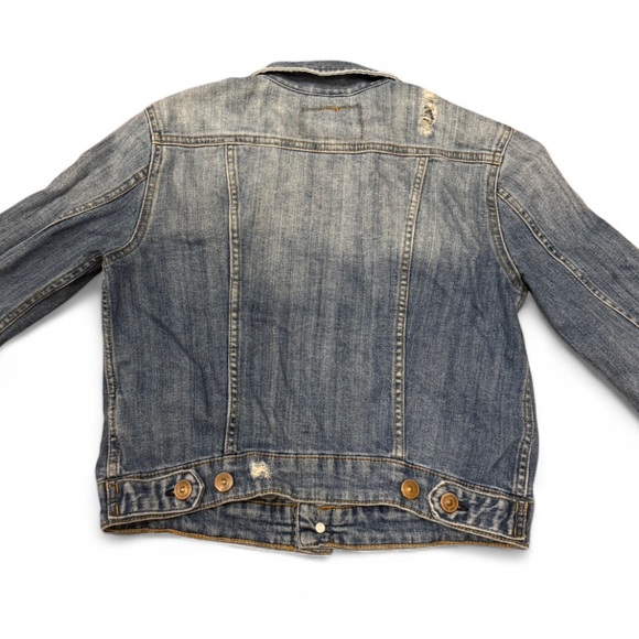 H&M - Women’s Distressed, Blue Denim Jean Jacket - Picture 6 of 7